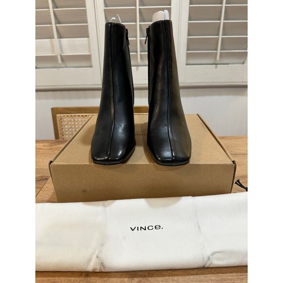 Vince Womens Charli Square Toe High Heel Ankle Booties Black Leather Sz 8.5 NIB - Picture 3 of 11